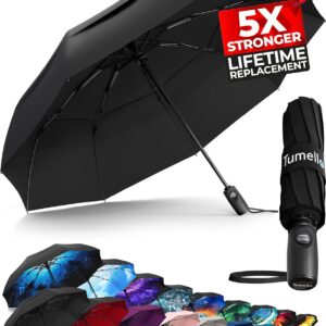 TUMELLA Strongest Windproof Travel Umbrella (Compact, Superior & Beautiful), Small Strong but Light Portable and Automatic Folding Rain Umbrella, Durable Premium Grip, Fits Car & Backpack