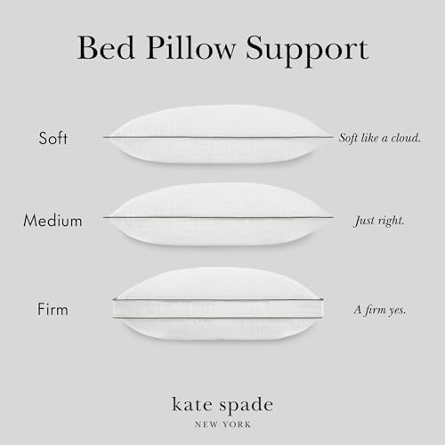Kate Spade New York Pillows 20" x 28", 233 Thread Count Medium Firm Pillows, Ideal for All Sleep Positions (Set of 2), Queen, White - Image 5