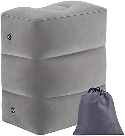 Zealoire Inflatable Travel Pillow - Airplane Travel Essentials Adjustable Height Leg Rest Cushion for Airplane Office Home Cars Trains Desk