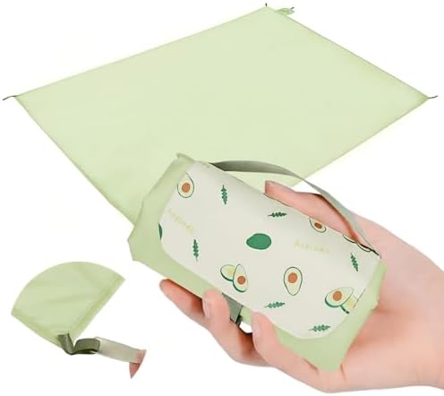 Fun Quest Picnic Blanket Waterproof – Packable Sand Proof Beach Blanket (0.42lb/0.66lb), Compact & Foldable, Fits in Pocket with Integrated Stakes, Ideal for Camping, Hiking, Travel, Concert, Festival