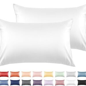 Warmstar 100% Cotton Toddler Pillowcase Set of 2, 600 Thread Count 13x18 Toddler Pillowcases Soft & Breathable, Cotton Travel Pillow Case Cover 13"x 18" with Envelope Closure,White