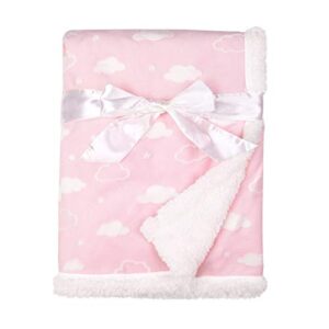 American Baby Company Heavenly Soft Chenille Sherpa Receiving Blanket (30" x 35"), 3D Pink, Warm and Cozy for Boys and Girls, Ideal for Baby Carrier, Stroller, and Travel
