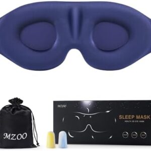 MZOO Luxury Sleep Eye Mask for Side Sleeper Men Women, Zero Eye Pressure 3D Sleeping Mask, Light Blocking Patented Design Night Blindfold, Soft Eye Shade Cover for Travel, Blue