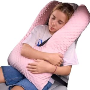 Travel Pillow for Kids Adult, Pillow for Car Sleeping Ultra Large U-Shaped with Removable Soft Cover Support Fix Neck and Body Sitting/Sleeping on The Trip (Pink)