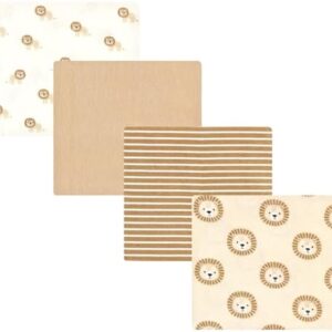 Hudson Baby Unisex Baby Cotton Flannel Receiving Blankets, Brave Lion, One Size