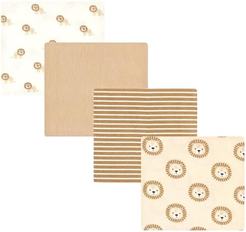 Hudson Baby Unisex Baby Cotton Flannel Receiving Blankets, Brave Lion, One Size