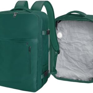 SUOCO Travel Vacuum Backpack, 60L Seal Compression Air Vac Bag Back Pack with Travel Pump, Carry On Suitcase Luggage Flight Approved for Men Women Personal Item, Olive Green