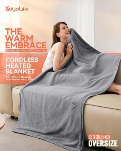 Carbon Fiber Heated Blanket with Battery, Large 3-Zone Electric Throw | Machine Washable, Long-Lasting for Home, Camping, Travel, Office - Image 3