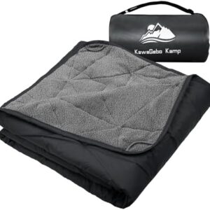 Outdoor Waterproof Blanket, Foldable Fleece Stadium Blanket for Outdoor Sports Event, Camping, Car, Pet, Picnics - Windproof, Wearable, Machine Washable 80" x 58" (Black Gray)