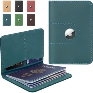ALLIVE Genuine Leather Passport Holder with Airtag, Travel Must Haves Airport Essentials, Passport Cover Case Travel Gifts