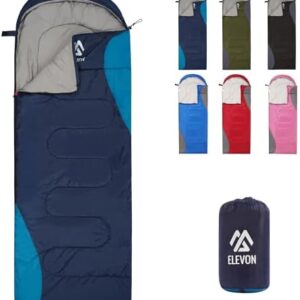 Elevon Sleeping Bag for Adults Teens Kids Cold Warm Weather, Portable Waterproof & Lightweight, Compact with Compression Sack, for 3-4 Seasons Camping, Backpacking, Hiking, Travel, Indoors Outdoors