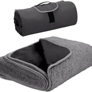 Tirrinia Large Waterproof Outdoor Blanket, Soft Warm Windproof Stadium Blanket with Sherpa Fleece and Foldable for Outdoor Sport, Baseball, Football, Beach, Concerts, Car