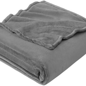 Hansleep Fleece Blanket Twin Size Grey, Soft Cozy Twin Blanket, Fuzzy Flannel Blanket for Bed, Sofa, Couch, Travel, Camping, 60 x 80 Inches