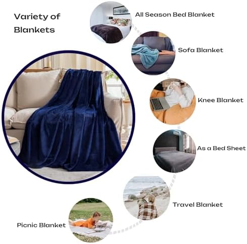 Fleece Plush Throw Blanket Navy Blue(50 by 60 Inches),Super Soft Fuzzy Cozy Flannel Blanket for Couch Sofa.Microfiber Blanket Lightweight - Image 3