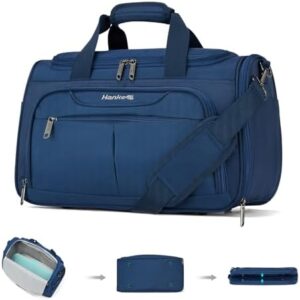 Hanke Underseat Carry On luggage Bags for Travel, Foldable Travel Bags for Women, Soft Lightweight Personal Item Travel Bag Small Carry On Bags for Airplanes, Travel Tote Bags for Women Men.(Blue)