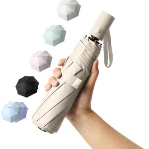 BAODINI Small UV Protection Travel Umbrella Compact for Rain and Sun UPF 50+ Windproof Portable 42 inch Umbrella for Women and Men