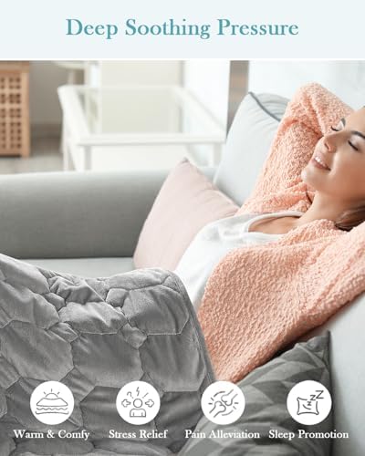 Topblan Weighted Lap Blanket 7lbs for Adults, Small Weighted Blanket Throw for Napping, Relaxation, Calming and Travel, Skin Friendly & Machine Washable for All-Season Sleeping, Grey 24x29 inches - Image 3