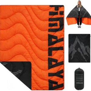 喜马拉雅 Lightweight Camping Blanket, Packable, Down Alternative, Puffy, Printed Wearable Blankets, Warm Camping Quilt with Snap Buttons for Outdoor, Travel, Hiking