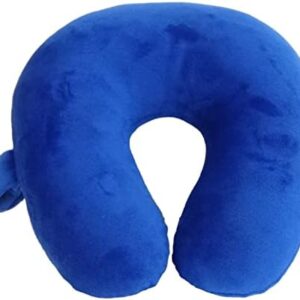 Kids Travel Neck Pillow - Cozy Soft Microfiber, Compact Design for Airplane, Car Seat, or Toddler Travel Support – Blue
