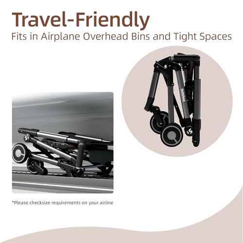 Lightweight Travel Baby Stroller, Foldable Portable Airplane Compact Umbrella Strollers for Toddler 1-3 Years (Full Canopy,Black) - Image 5