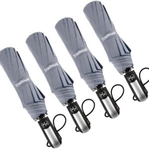 TradMall 4 Pack Travel Umbrella Windproof Portable 46 Inches Large Canopy Ergonomic Handle Auto Open & Close
