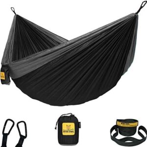 Wise Owl Outfitters Camping Hammock – 500lbs Portable Hammock with Tree Straps - Travel, Backpacking, Hiking, Outdoors Camping Gear - Single or Double