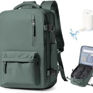 Vacuum Backpack Travel with Pump,Vacuum Seal Bags for Clothing Travel,Flight Approved 18x14x8, Work Business Vacpack Laptop Backpack for Women Men,Army Green