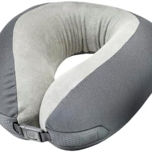 American Dreamer, Deluxe Travel Pillow, Comfortable Memory Foam Neck Pillow for Uninterrupted Sleep, Ideal for Airplane, Bus, Car, and Train, Travel Essentials, Made in USA, Gray