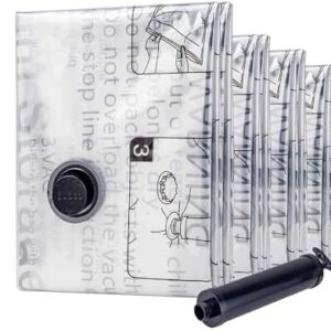 Vacuum Storage Bags 8 Combo, (2 Jumbo, 2 Large, 2 Medium, 2 Small) Space Saver Bags with Travel Hand Pump, Compression Airtight Sealer Bags for Clothes, Pillows, Comforters, Blankets