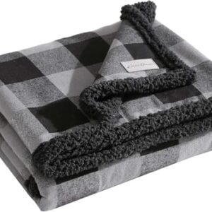 Eddie Bauer - Throw Blanket, Yarn Dyed Cotton Bedding with Solid Ultra-Soft Sherpa Reverse, Throw Blanket for Couch & Bed (Cabin Plaid Grey, 50" x 60")