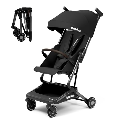 Lightweight Travel Baby Stroller, Foldable Portable Airplane Compact Umbrella Strollers for Toddler 1-3 Years (Full Canopy,Black)