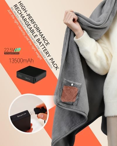 Carbon Fiber Heated Blanket with Battery, Large 3-Zone Electric Throw | Machine Washable, Long-Lasting for Home, Camping, Travel, Office - Image 8