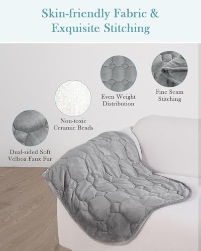 Topblan Weighted Lap Blanket 7lbs for Adults, Small Weighted Blanket Throw for Napping, Relaxation, Calming and Travel, Skin Friendly & Machine Washable for All-Season Sleeping, Grey 24x29 inches - Image 2