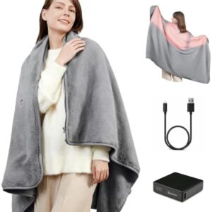 Carbon Fiber Heated Blanket with Battery, Large 3-Zone Electric Throw | Machine Washable, Long-Lasting for Home, Camping, Travel, Office