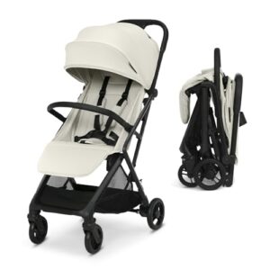 Delta Children Icon Ultra Compact Lightweight Everyday & Travel Stroller - One-Hand Fold - Only 15.6 Pounds - Fits in Overhead Compartments - Greenguard Gold Certified - Multi-Position Recline, Cream