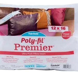 Fairfield Poly-Fil Premier Accent/Travel Pillow Insert, 12" x 16", White,JP1216