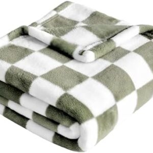 Yurhap Checkered Baby Blanket Fleece Baby Blankets for Boys, Ultra Soft Cozy Fluffy Infant Toddler Newborn Receiving Blankets for Crib Stroller, 30''x40'', Dark Olive