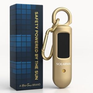 Solarma by HerTime2 | Solar Powered Personal Alarm for Women | Extra Loud Dual Siren + LED | Solar + USB-C Rechargeable | Ideal Gift for College Travel Running Realtors | Self Defense Safety Alarm