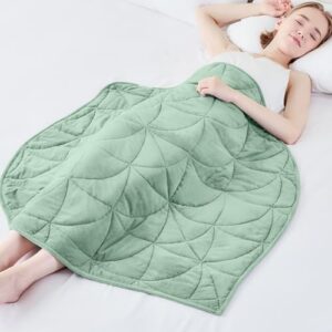 Weighted Lap Blanket 7 lbs for Adults, Luxury Soft Small Weighted Blanket, Compact Portable Weighted Lap Pad for Relaxation, Sleeping, Travel, All-Season Use, Sage Green, 40" x 52"