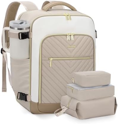 LOVEVOOK Large Travel Backpack for Women, TSA Carry on Backpack for Airplanes, 40L Personal Item Travel Bag for Women fits 17" Laptop,Waterproof Carry on Bag Airplane Approved with 3 Packing Cubes