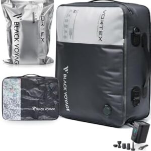 Black Voyage Reusable Vacuum Compression Travel Bag for Carry-On Suitcase and Backpack, Recycled IP67 Waterproof Space Saver Vacpack (1-Pack, 21L - Pump Included)