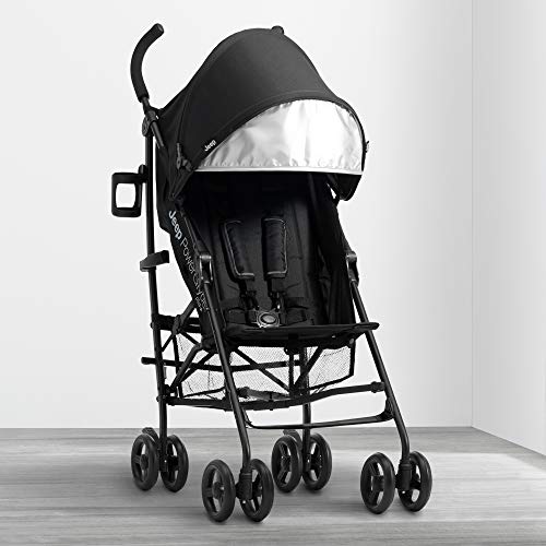Jeep PowerGlyde Plus Stroller by Delta Children Lightweight Travel Stroller with Smoothest Ride, Aluminum Frame, 4-Position Recline, Extra Large Storage Basket, Black - Image 9