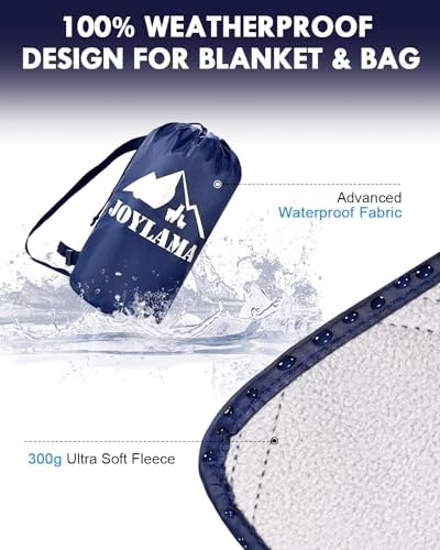JOYLAMA Outdoor Camping Blanket, Fleece Waterproof Stadium Blanket with Protable Bag, Lightweight for Cold Weather, Sports, Pet, Beach, Picnic, Stadium, Travel, Car, 79 * 54inch - Image 3