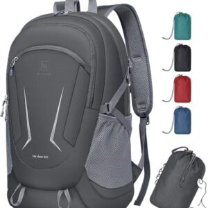 MIYCOO Backpack - Ultra Lightweight Packable Backpack for Travel Camping, 45L Hiking Back Pack Waterproof Foldable Daypack for Men Women Grey