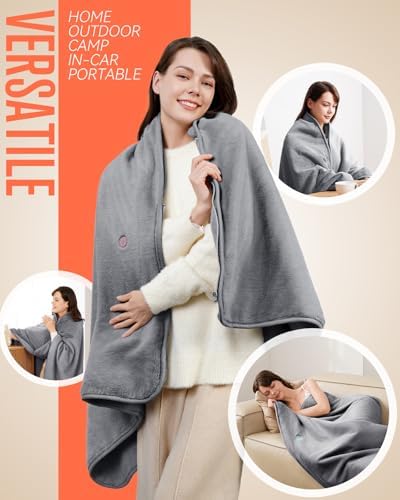 Carbon Fiber Heated Blanket with Battery, Large 3-Zone Electric Throw | Machine Washable, Long-Lasting for Home, Camping, Travel, Office - Image 6