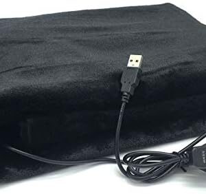 SEITG USB Electric Heating Blanket Personal Single-Person Small-Sized Heated Shawl 3 Heating Settings for Library, Outdoors, Car (Black)