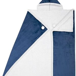 Premium Wearable Hooded Adult Women and Men 71"x51"-Super Soft, Lightweight, Microplush, Cozy and Functional Throw Blanket China Blue