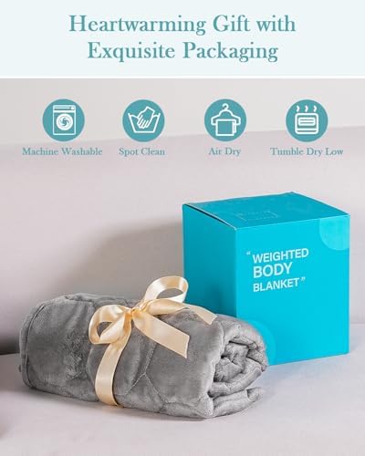 Topblan Weighted Lap Blanket 7lbs for Adults, Small Weighted Blanket Throw for Napping, Relaxation, Calming and Travel, Skin Friendly & Machine Washable for All-Season Sleeping, Grey 24x29 inches - Image 6