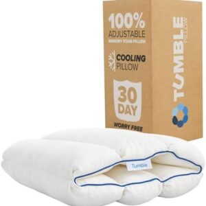 TUMBLE 6-Chamber Adjustable Bed Pillow & Pillowcase | Back, Side & Stomach Sleepers | Cooling Cover | Memory Foam & Gel Fiber Fill | Customize Your Comfort | CertiPUR/Oeko-Tex | Standard Queen 1 Pack