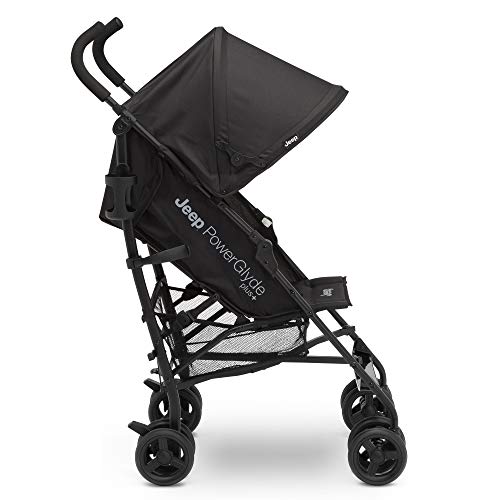 Jeep PowerGlyde Plus Stroller by Delta Children Lightweight Travel Stroller with Smoothest Ride, Aluminum Frame, 4-Position Recline, Extra Large Storage Basket, Black - Image 4
